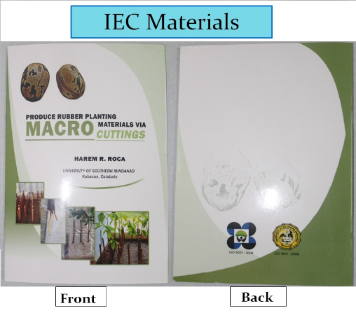 Development of In-vivo Propagation Techniques for the Production of Rubber Planting Materials (Harem R. Roca, Noe S. Mamon Jr., Alemer G. Cabantug, Arnie Jay C. Evangelio, Mercedes D. Nicor and Ronald E. Nicor)