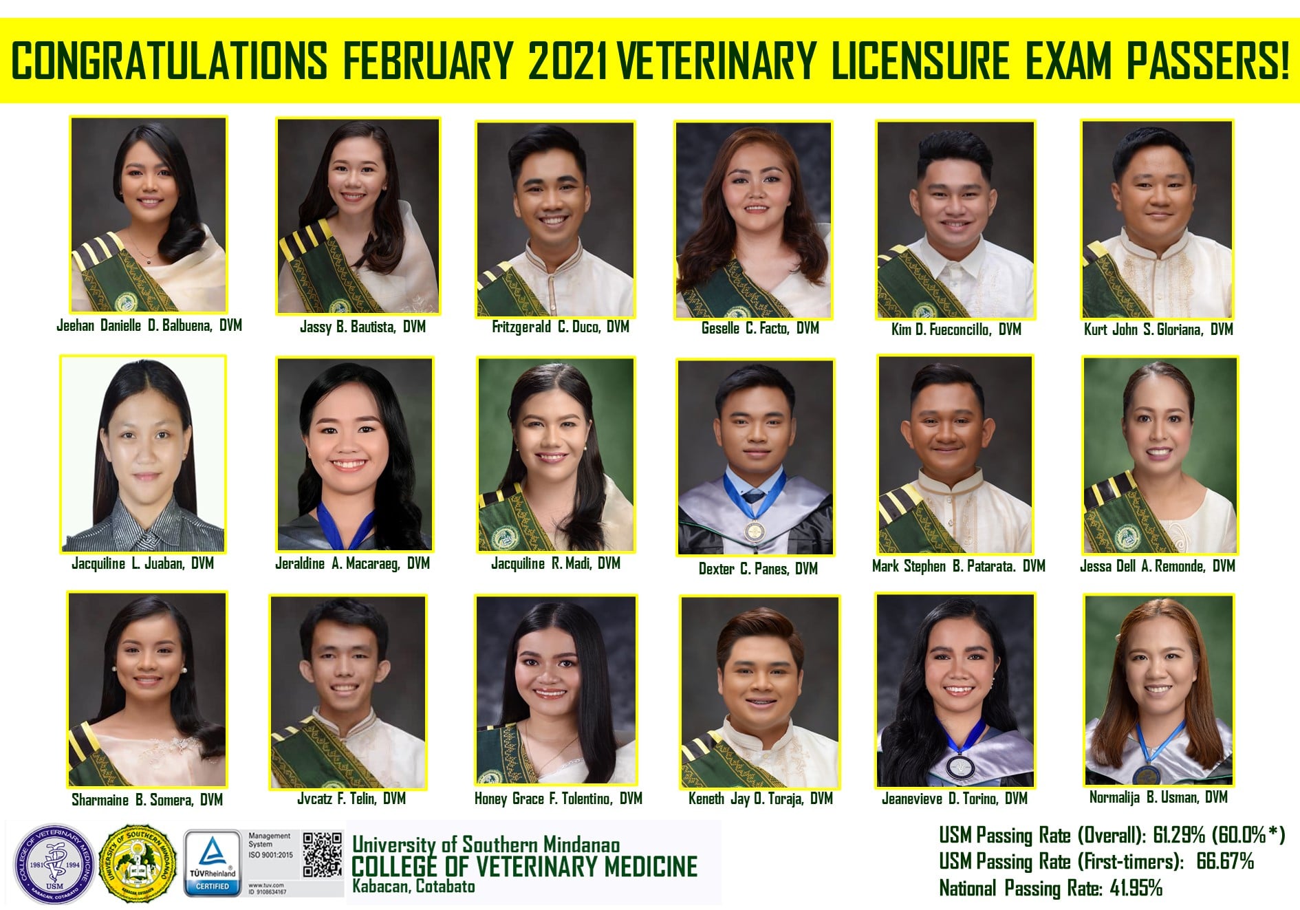 USM exceeds Veterinary Medicine Licensure Exam national passing rate