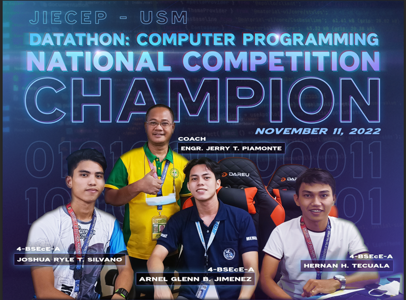 3 Estudyante ng USM Kapeon sa JIECEP DATATHON National Competition