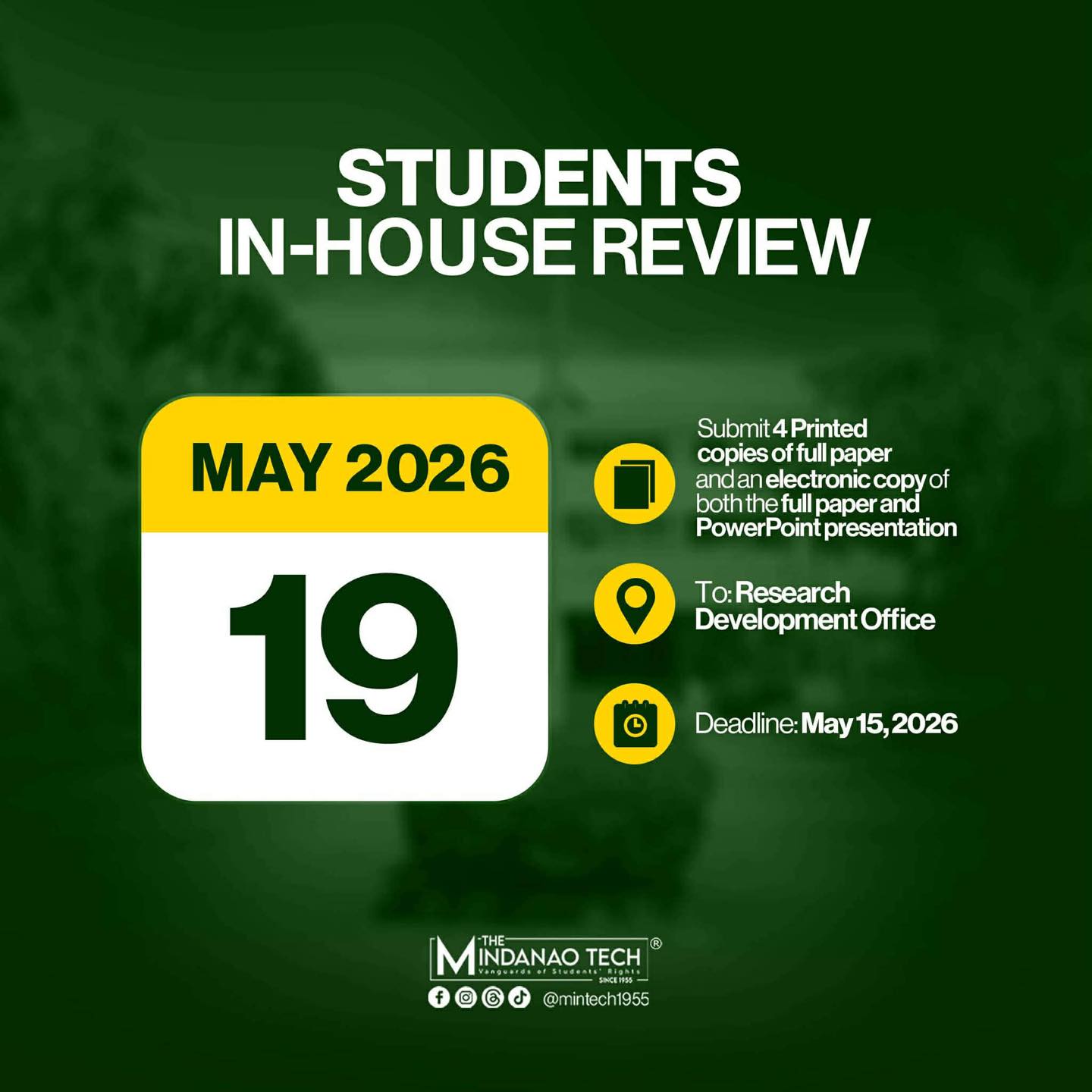The University of Southern Mindanao (USM) Student In-House Review