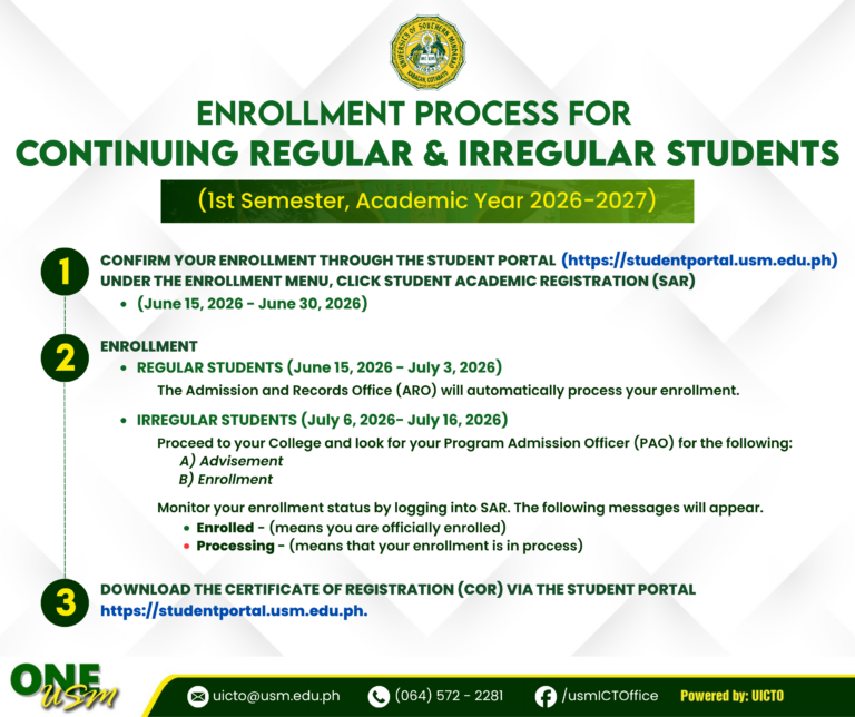 Enrollment Process for USM Students S.Y. 2026-2027